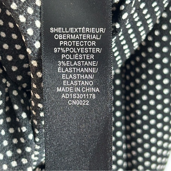 Adrianna Papell Black & White Polkadot Wrap Blouse with Cuffed Sleeves Size L - Picture 8 of 10
